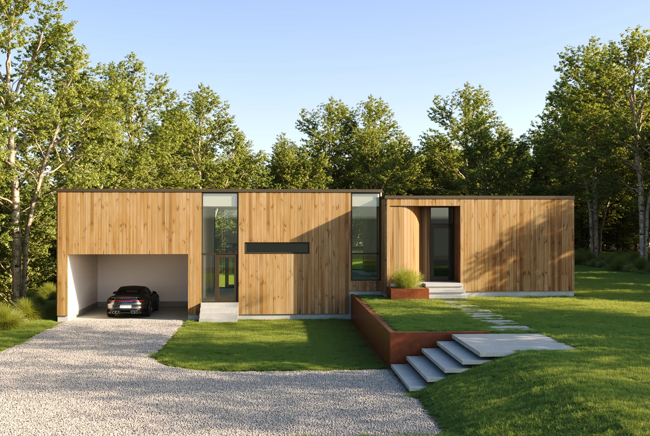 East Hampton house at golden hour